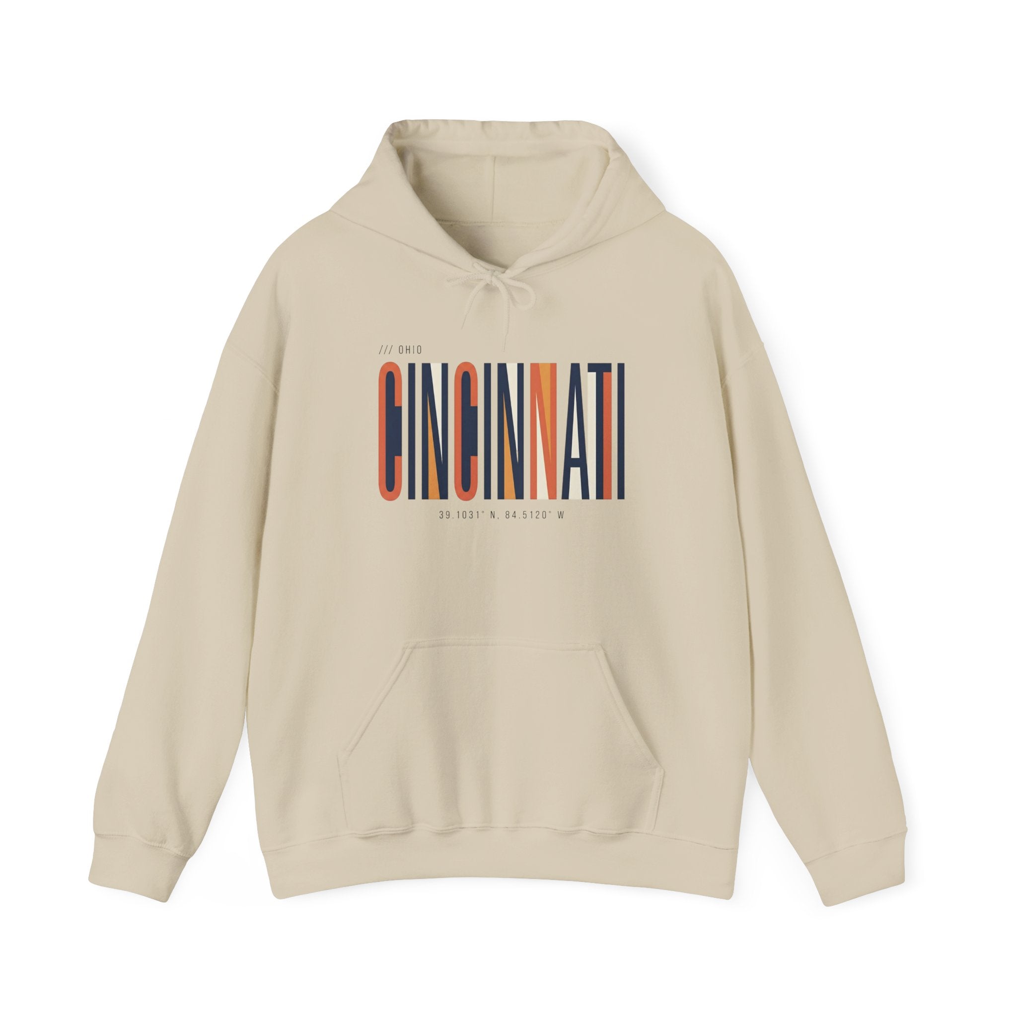 Cincinnati Retro Stripe Hoodie — Modern City Typography Sweatshirt