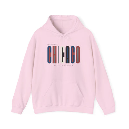 Chicago Retro Block Hoodie – Modern City Skyline Typography