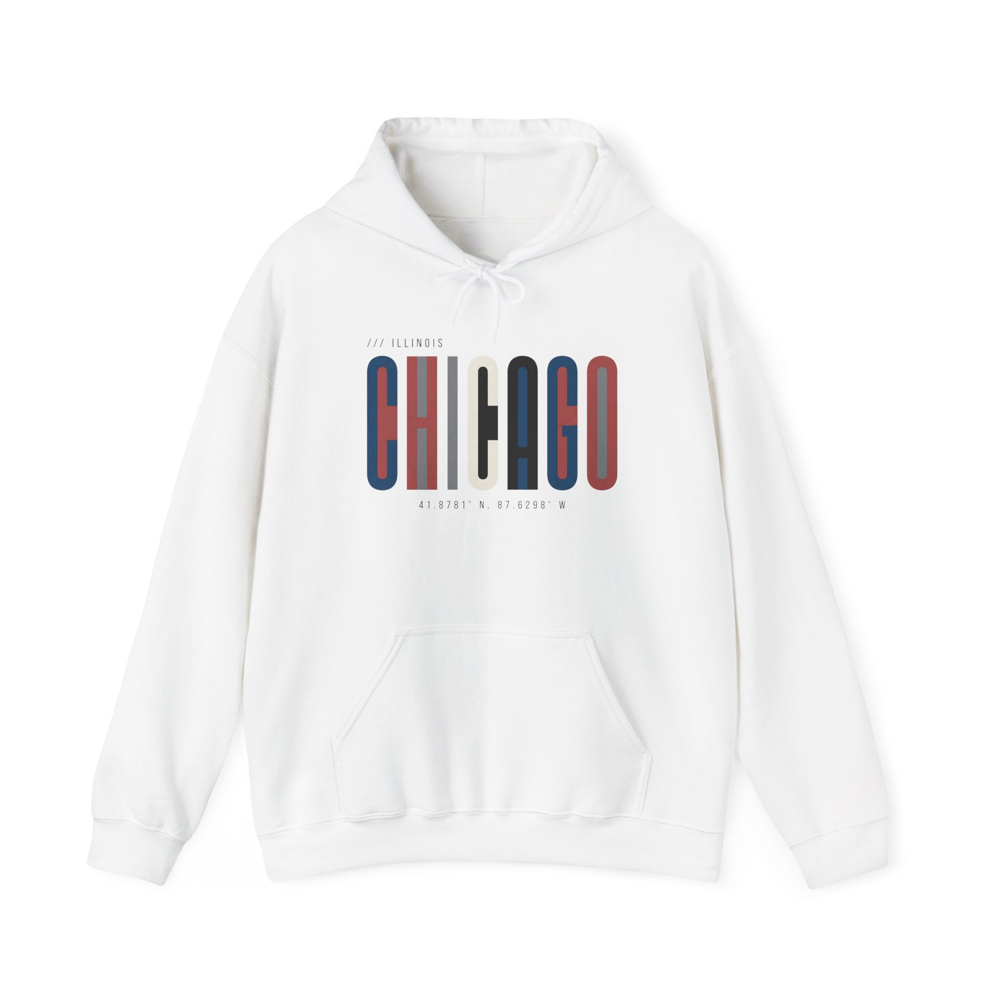 Chicago Retro Block Hoodie – Modern City Skyline Typography