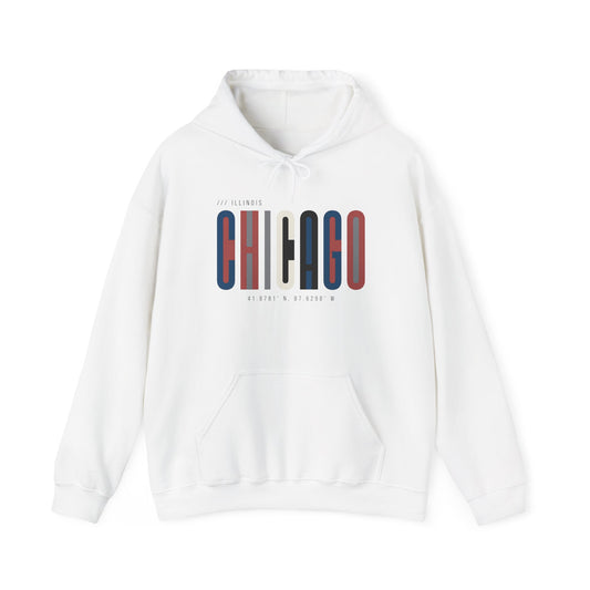 Chicago Retro Block Hoodie – Modern City Skyline Typography