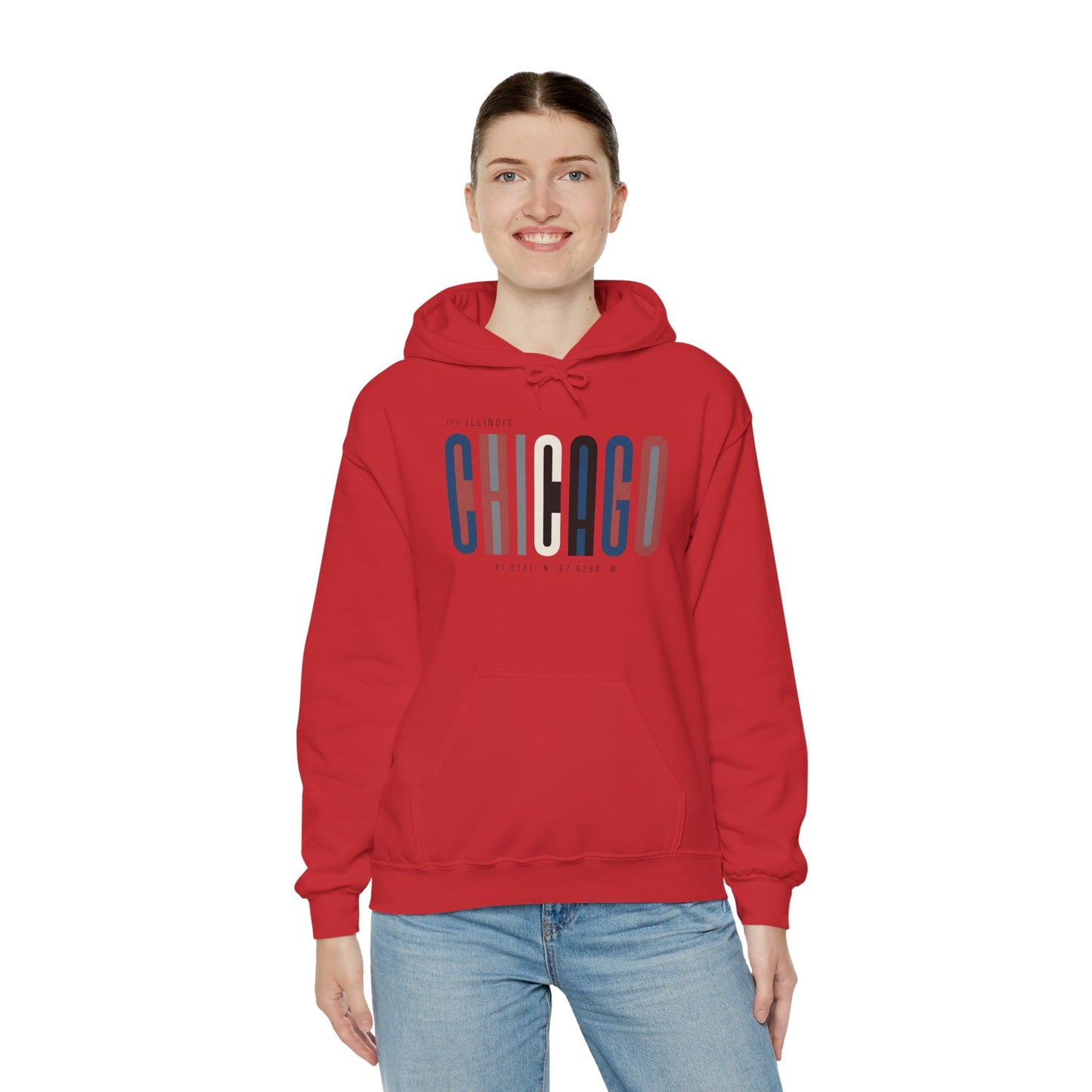 Chicago Retro Block Hoodie – Modern City Skyline Typography