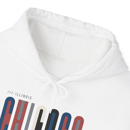 Chicago Retro Block Hoodie – Modern City Skyline Typography