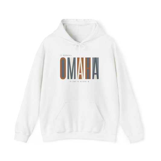 Omaha Retro Block Letter Hoodie — Vintage City Skyline Sweatshirt