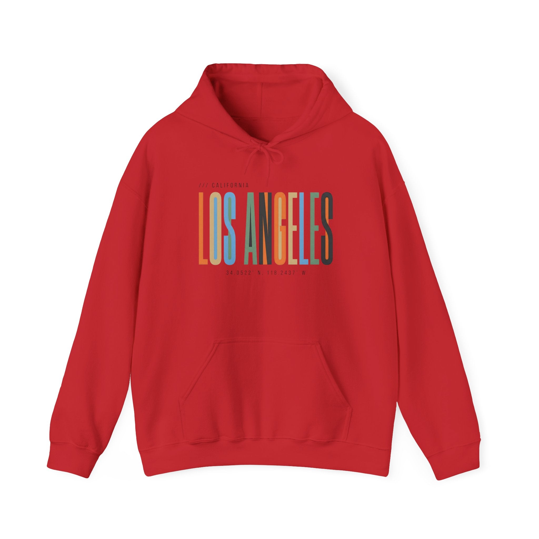 Los Angeles Colorblock Hoodie — Retro City Typography Sweatshirt