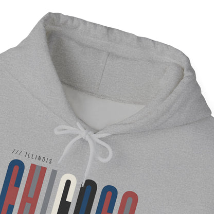 Chicago Retro Block Hoodie – Modern City Skyline Typography