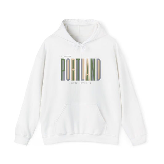 Portland Retro Stripe Hoodie — Vintage City Skyline Design