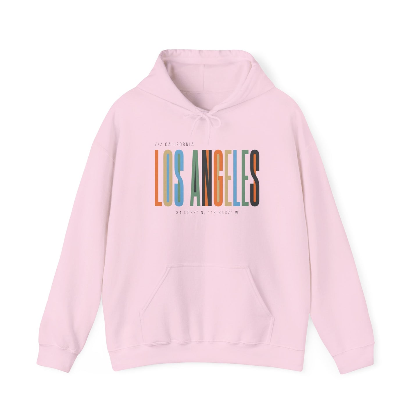 Los Angeles Colorblock Hoodie — Retro City Typography Sweatshirt