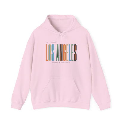 Los Angeles Colorblock Hoodie — Retro City Typography Sweatshirt