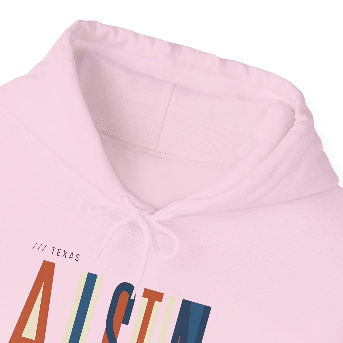 Austin Retro Block Hoodie — Minimalist City Typography Pullover