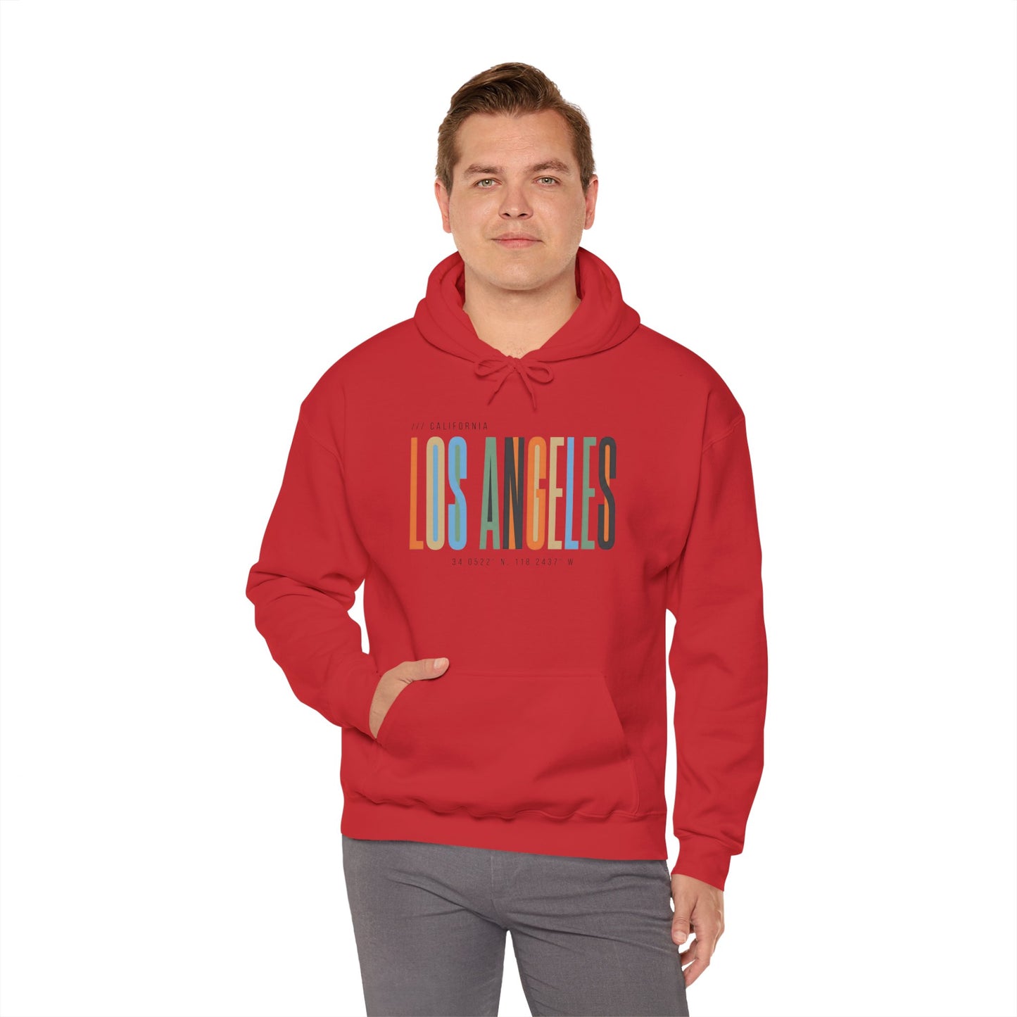 Los Angeles Colorblock Hoodie — Retro City Typography Sweatshirt