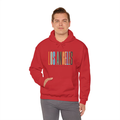 Los Angeles Colorblock Hoodie — Retro City Typography Sweatshirt