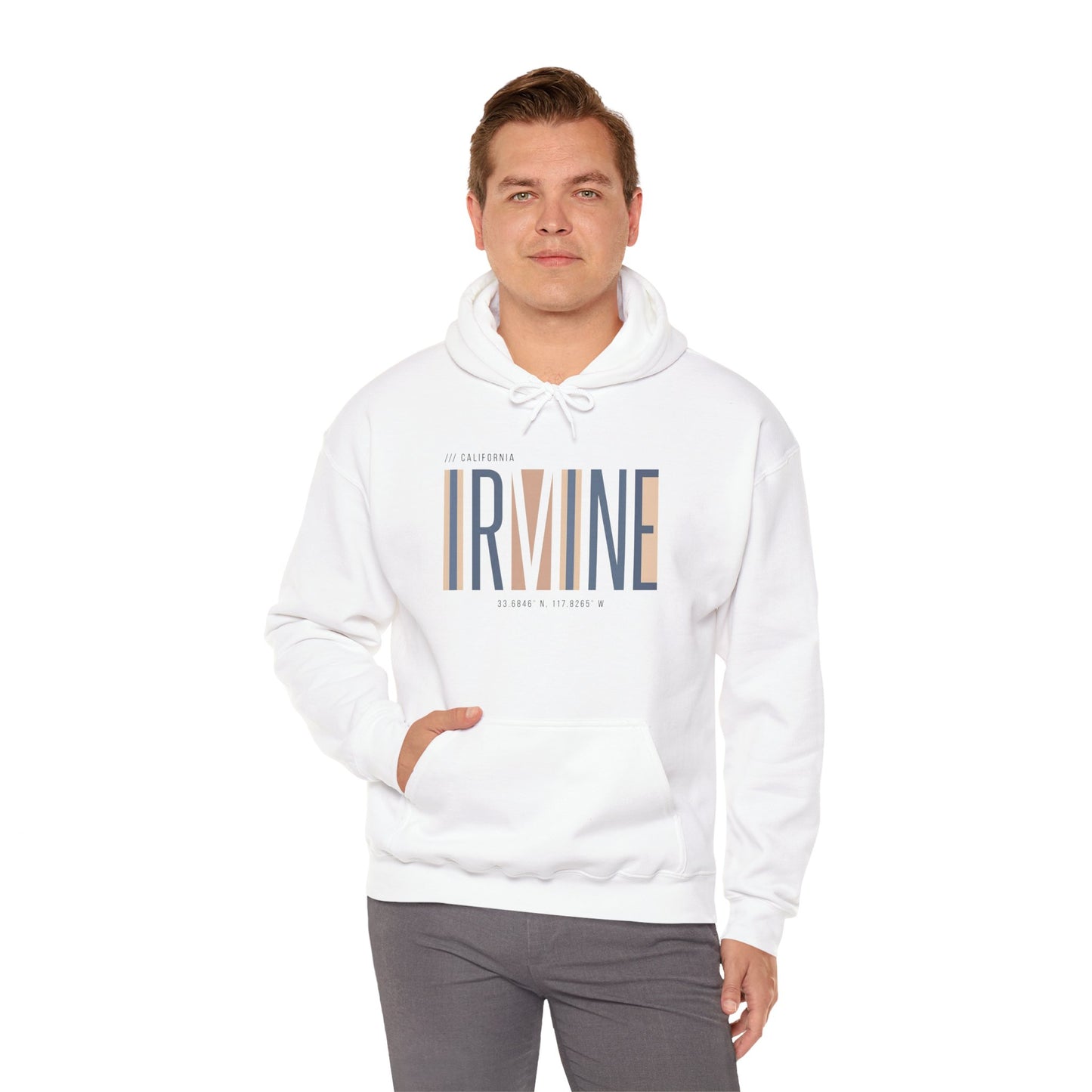 Irvine Modern Stripe Hoodie — Minimal City Name Pullover