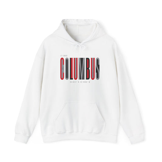 Columbus City Graphic Hoodie — Retro Vertical Text Design