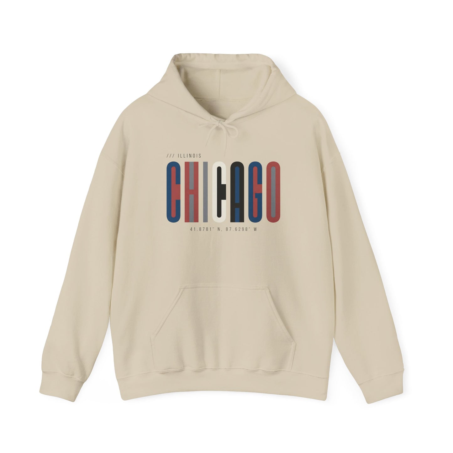 Chicago Retro Block Hoodie – Modern City Skyline Typography