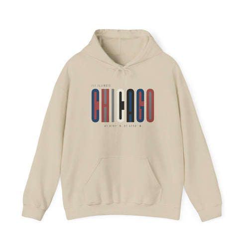 Chicago Retro Block Hoodie – Modern City Skyline Typography