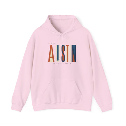 Austin Retro Block Hoodie — Minimalist City Typography Pullover