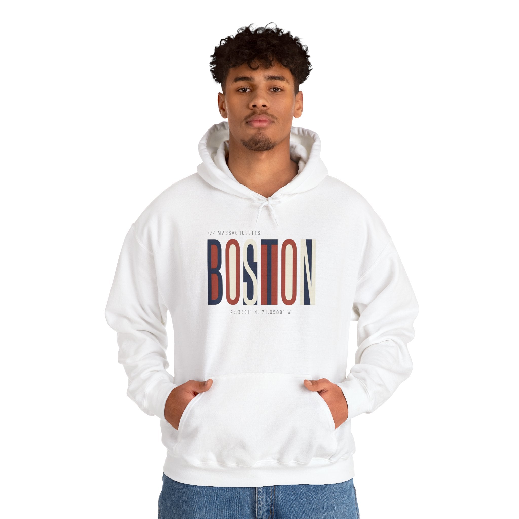 Boston Retro Stripe Hoodie — Vintage City Skyline Sweatshirt