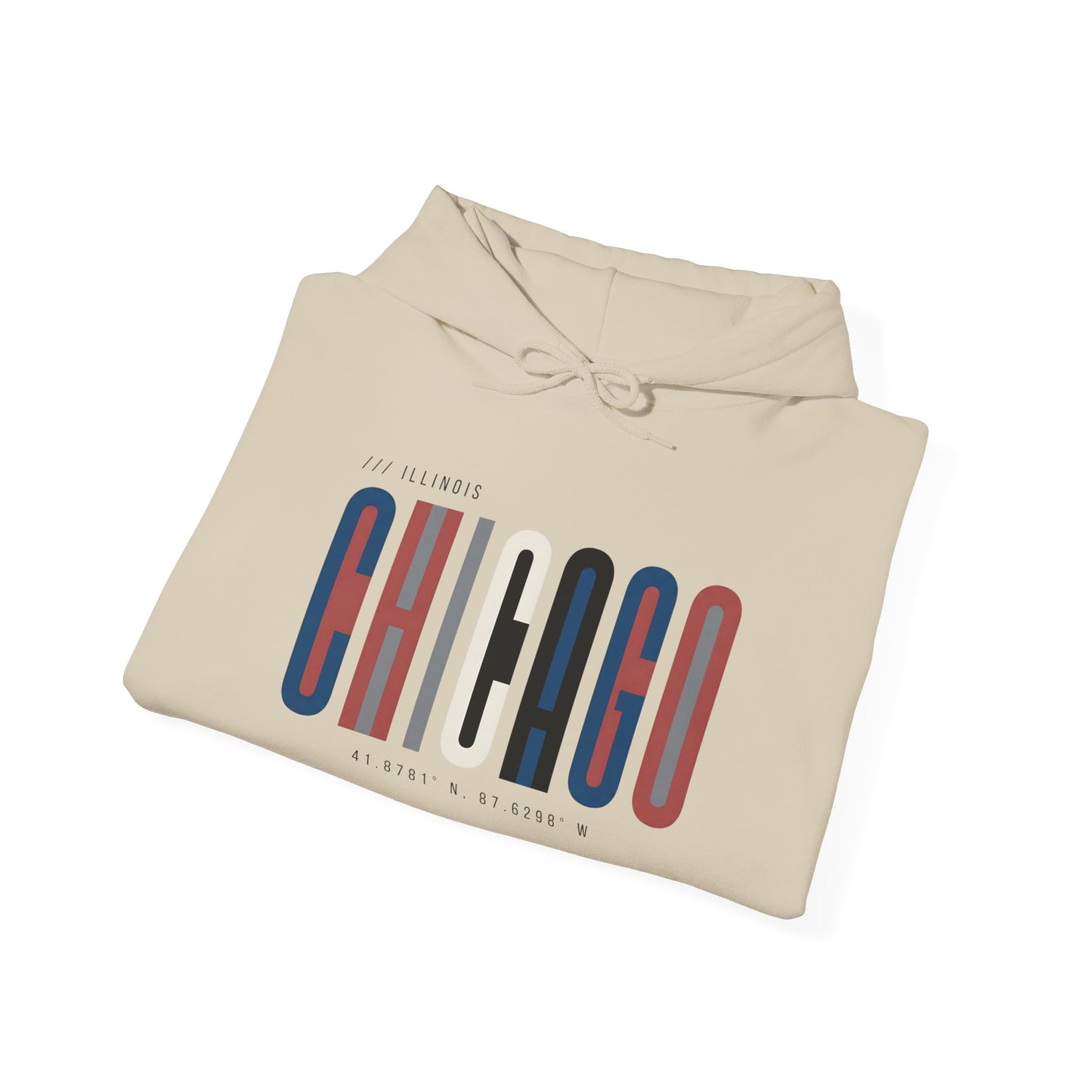 Chicago Retro Block Hoodie – Modern City Skyline Typography