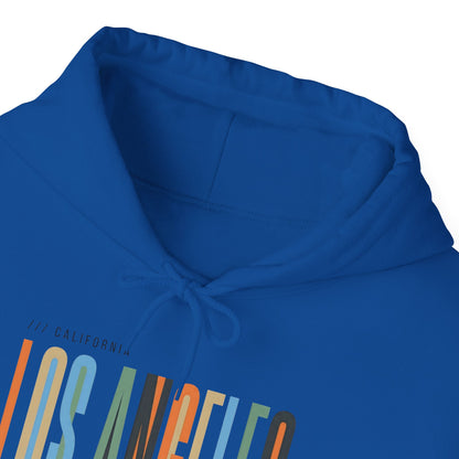 Los Angeles Colorblock Hoodie — Retro City Typography Sweatshirt
