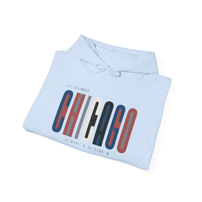 Chicago Retro Block Hoodie – Modern City Skyline Typography