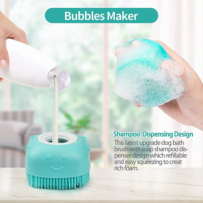 Soft Silicone Pet Shampoo Massage Dispenser Grooming Shower Brush