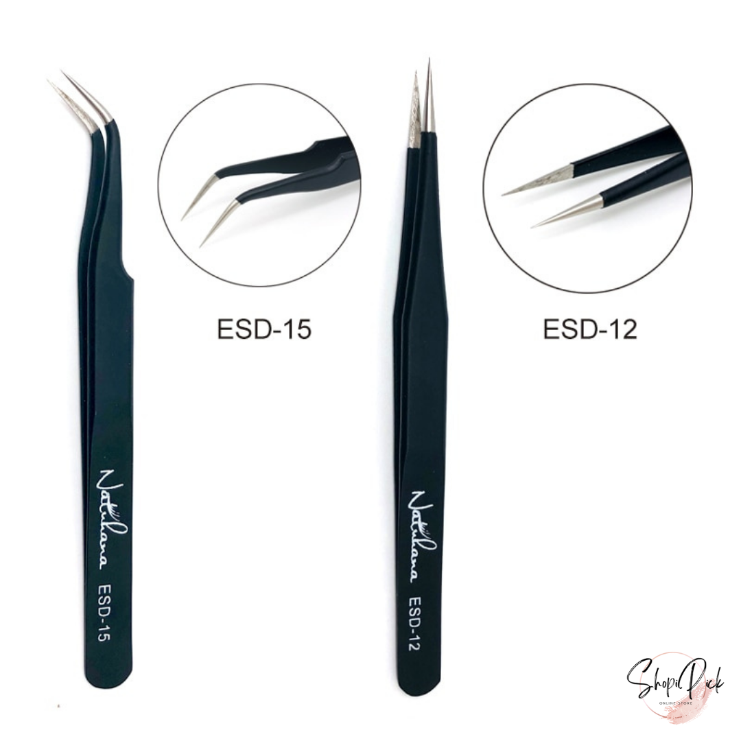 NATUHANA Anti-static Straight Eyelash Extension Tweezers