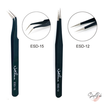 NATUHANA Anti-static Straight Eyelash Extension Tweezers