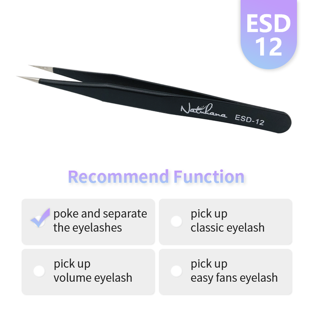 NATUHANA Anti-static Straight Eyelash Extension Tweezers