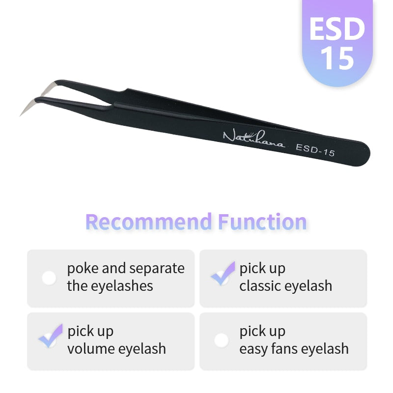 NATUHANA Anti-static Straight Eyelash Extension Tweezers