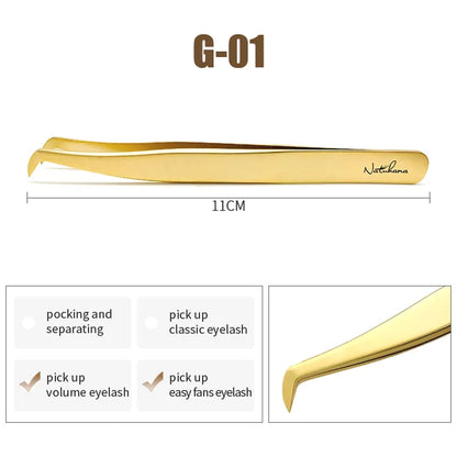 NATUHANA Anti-static Straight Eyelash Extension Tweezers