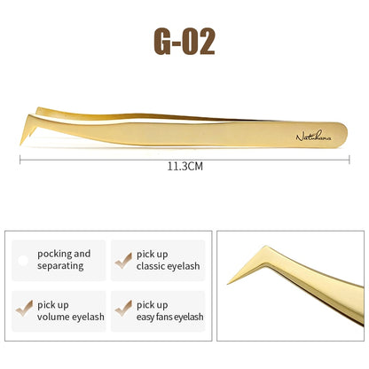 NATUHANA Anti-static Straight Eyelash Extension Tweezers