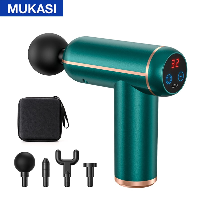 Green Portable Fascia Vibration Massage Gun