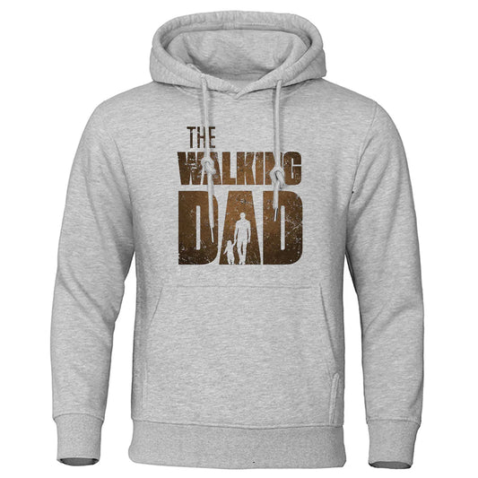 Warm Fleece Hoodie: The Walking Dad Print, Long Sleeve, Casual Streetwear for Men