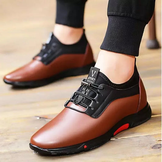 Black Leather Casual Shoes for Men - Spring Footwear with Soft Bottom