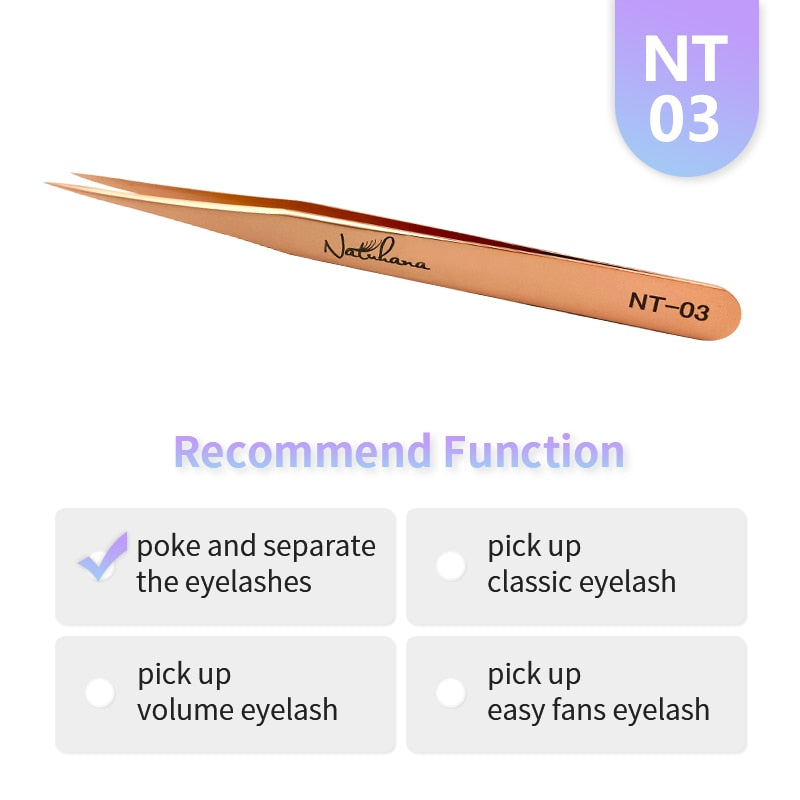 NATUHANA Anti-static Straight Eyelash Extension Tweezers