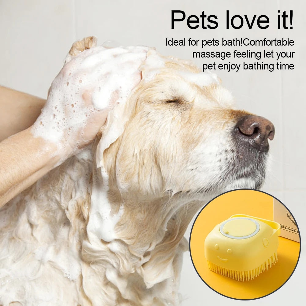 Soft Silicone Pet Shampoo Massage Dispenser Grooming Shower Brush