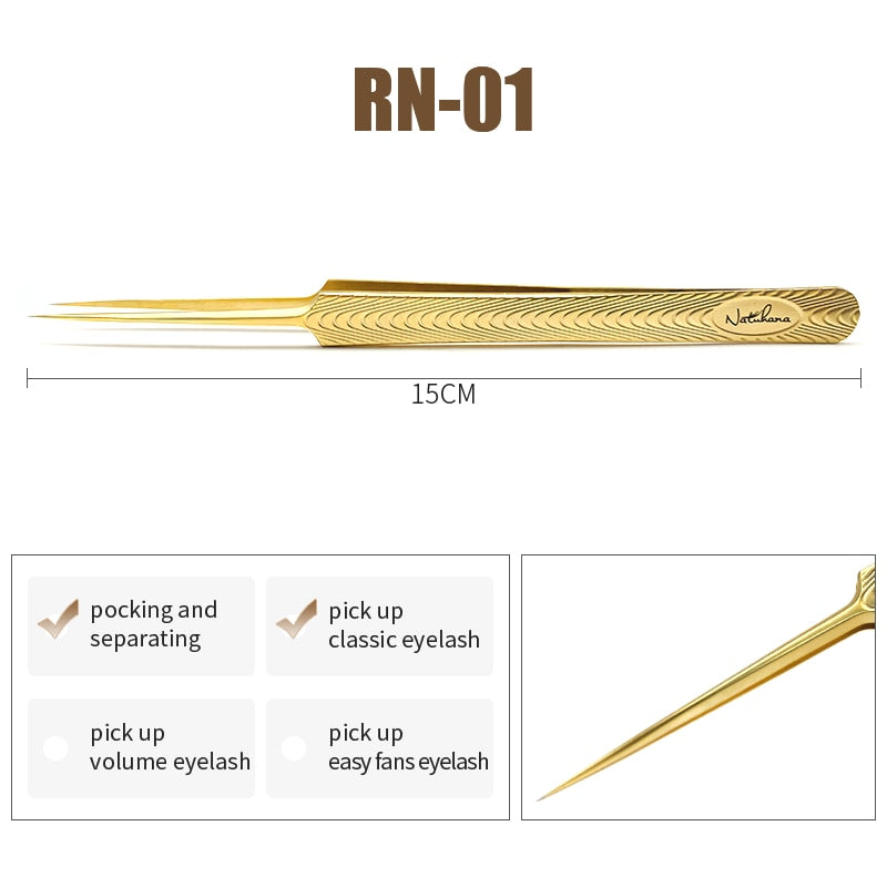 NATUHANA Anti-static Straight Eyelash Extension Tweezers