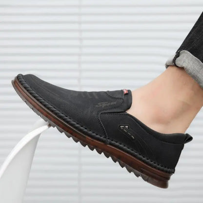 Men's Spring Casual Shoes: Breathable, Solid Colors, Soft Flats, Pu Leather Loafers