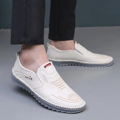 Men's Spring Casual Shoes: Breathable, Solid Colors, Soft Flats, Pu Leather Loafers