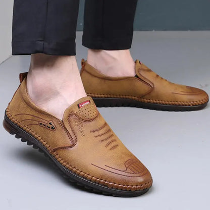 Men's Spring Casual Shoes: Breathable, Solid Colors, Soft Flats, Pu Leather Loafers