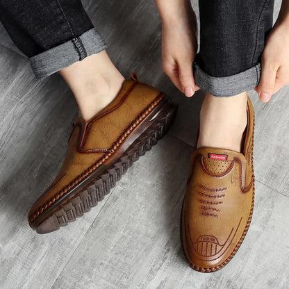 Men's Spring Casual Shoes: Breathable, Solid Colors, Soft Flats, Pu Leather Loafers