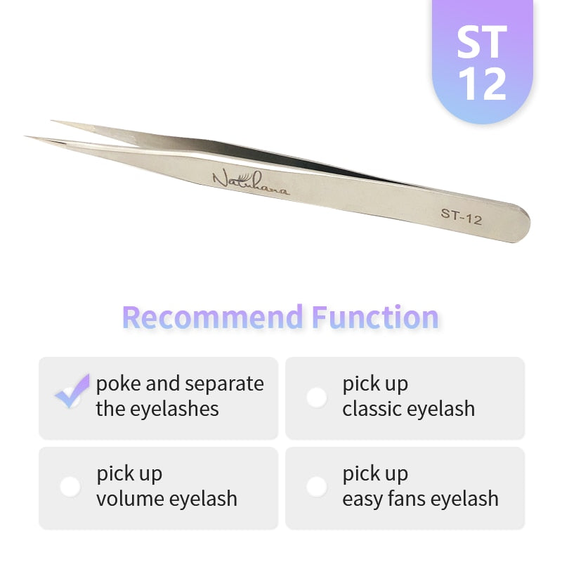 NATUHANA Anti-static Straight Eyelash Extension Tweezers