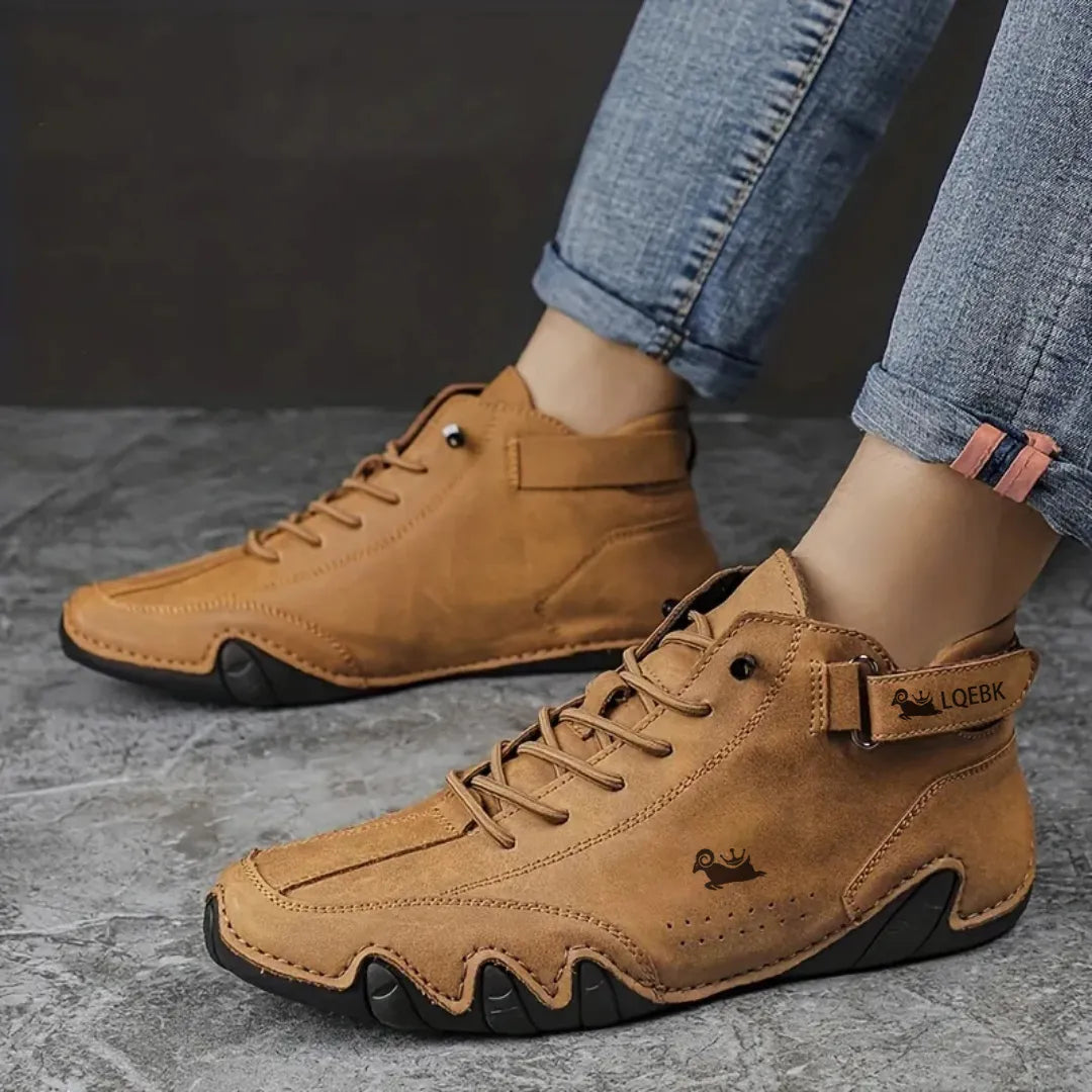 High-Top Luxury Leather Sneakers - Comfortable Casual Shoes for Men