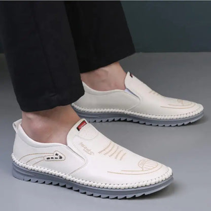 Men's Spring Casual Shoes: Breathable, Solid Colors, Soft Flats, Pu Leather Loafers