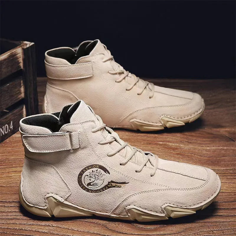 Breathable Genuine Leather Men's Ankle Boots with Soft Soles for Comfortable Outdoor Winter Wear