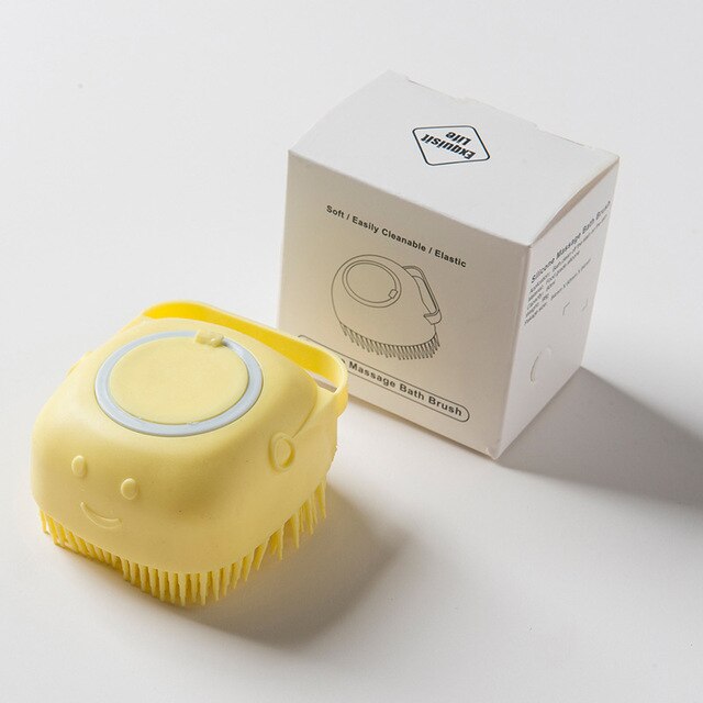 Yellow Silicone Pet Shampoo Massage Dispenser